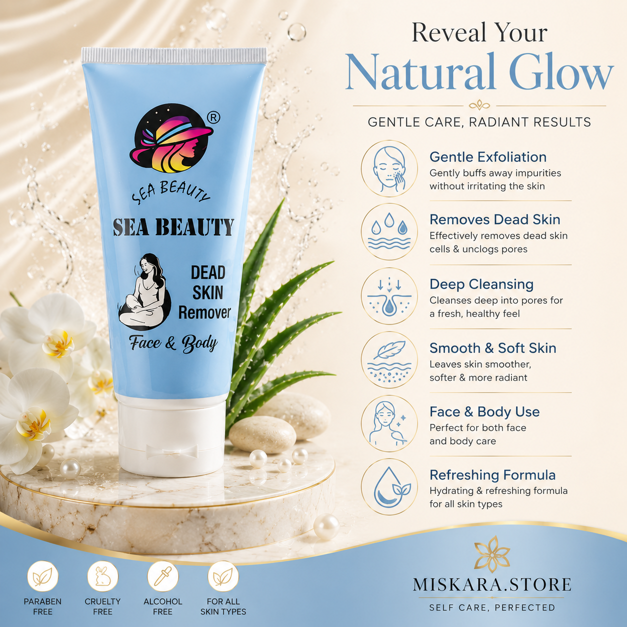 Sea Beauty Dead Skin Remover – Face & Body Exfoliating Peeling Gel | Deep Cleansing Formula