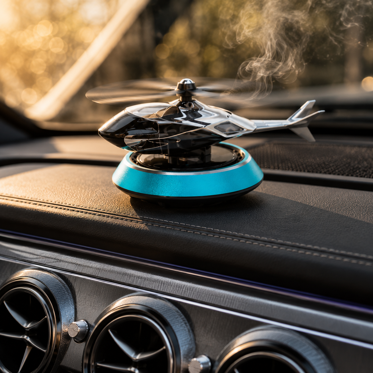 Solar-Powered Helicopter Car Aroma Diffuser – Refillable Dashboard Air Freshener