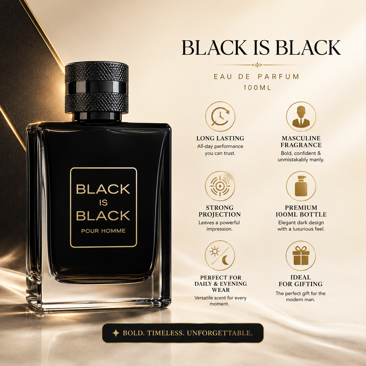 Black Is Black Eau De Parfum 100ml – Premium Long-Lasting Perfume for Men