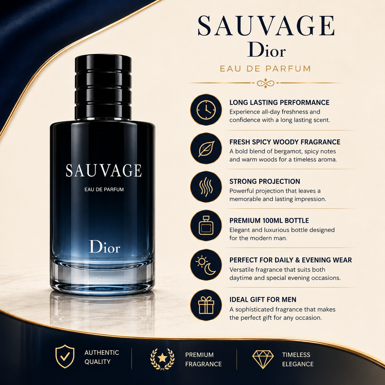 Dior Sauvage Eau De Parfum 100ml – Premium Long-Lasting Luxury Men's Fragrance