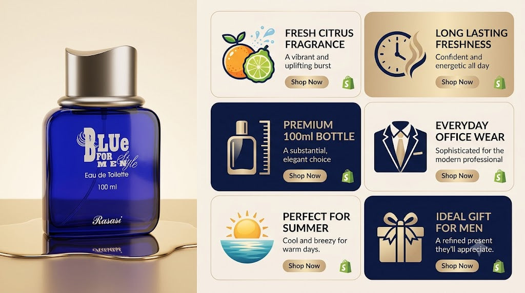Rasasi Blue For Men Eau De Toilette 100ml – Fresh Long-Lasting Premium Men's Fragrance