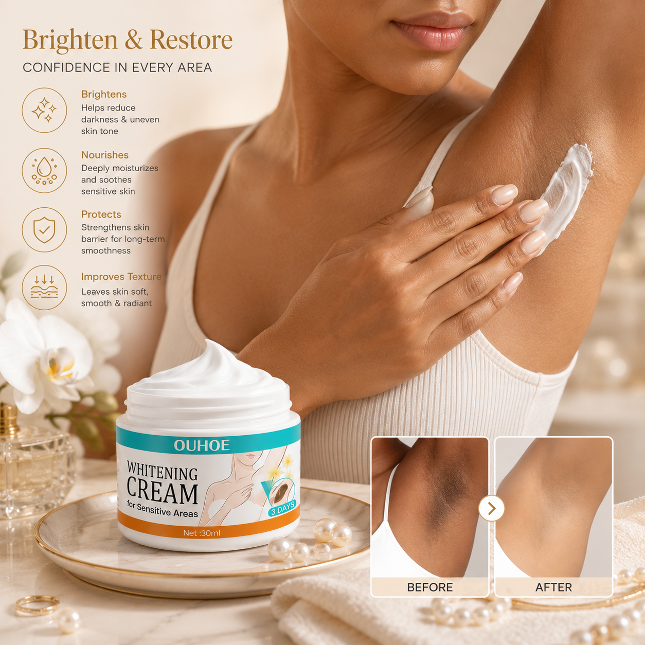 Sensitive Area Brightening Cream – Underarms, Inner Thighs &amp; Dark Spot Care | 30ml