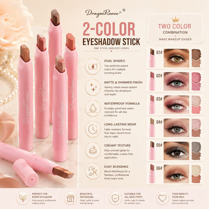 Dragon Ranee 2-Color Eyeshadow Stick – Dual Shade Shimmer &amp; Matte Eye Makeup Pen