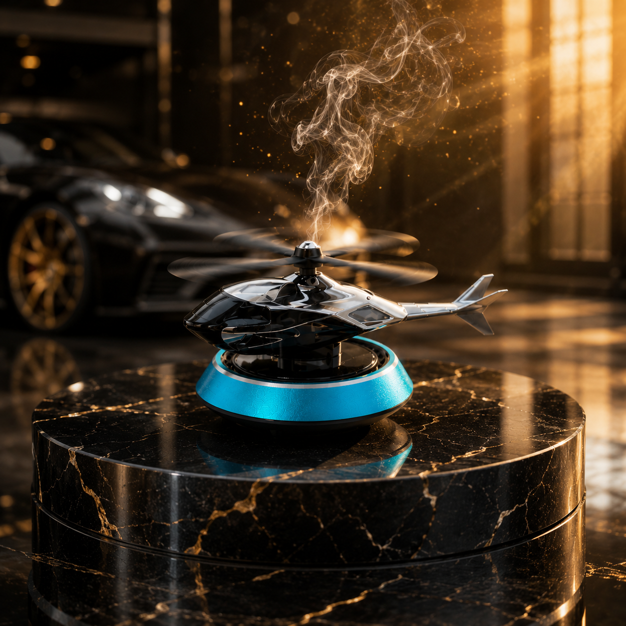 Solar-Powered Helicopter Car Aroma Diffuser – Refillable Dashboard Air Freshener