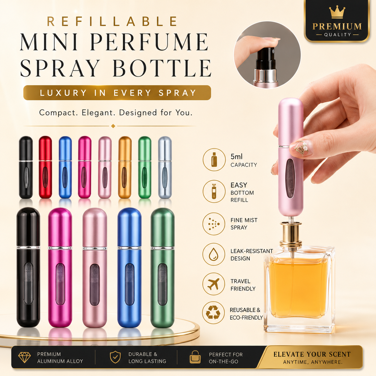 Refillable Mini Perfume Spray Bottle – Portable Travel Atomizer (Random Color)