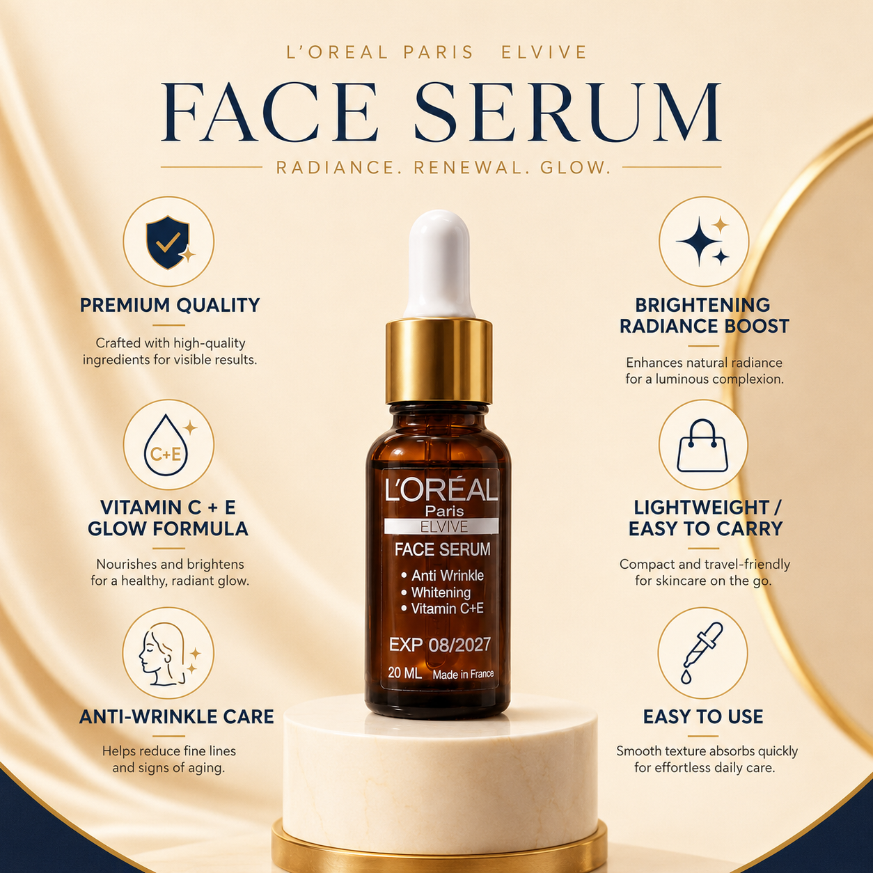 L’Oréal Paris Vitamin C + E Brightening Face Serum – 20ml