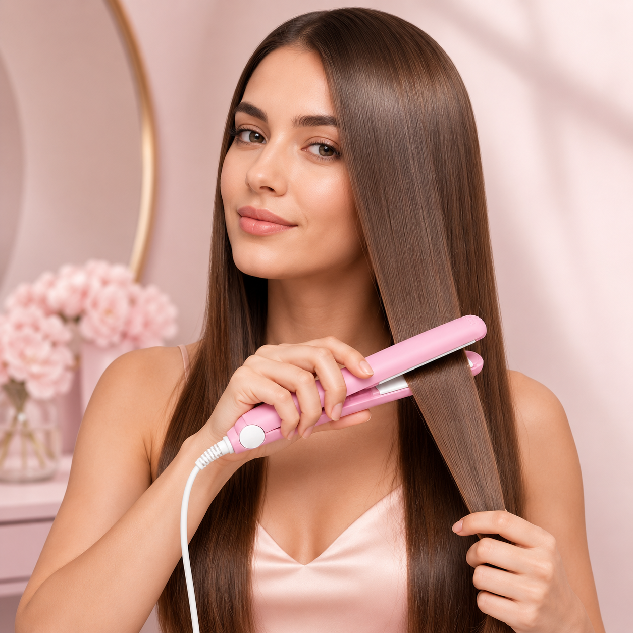 2-in-1 Mini Ceramic Hair Straightener & Curler – Portable Styling Iron