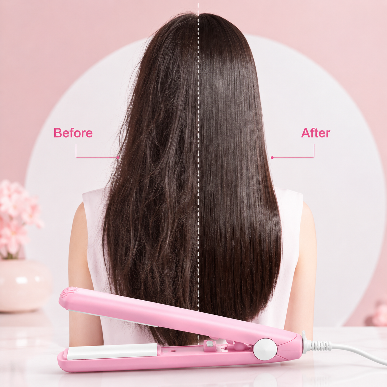2-in-1 Mini Ceramic Hair Straightener & Curler – Portable Styling Iron