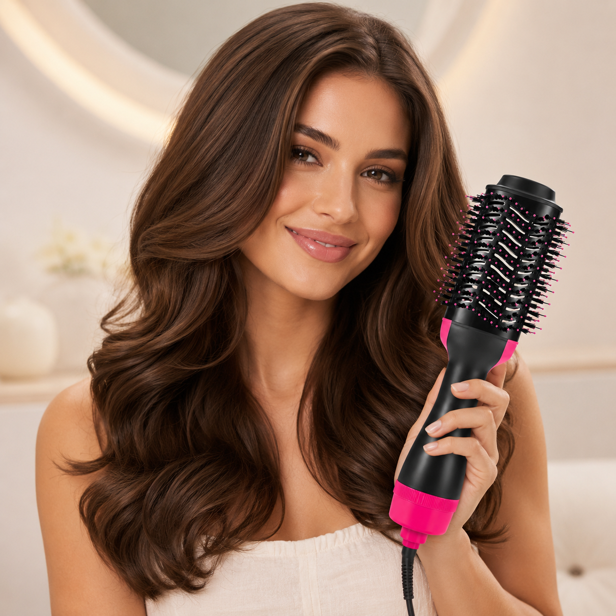 3-in-1 Hot Air Brush – Hair Dryer, Straightener & Curler