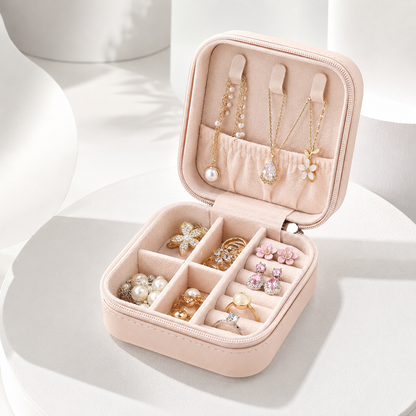 Portable Jewelry Organizer Box with Mirror – Travel Storage Case