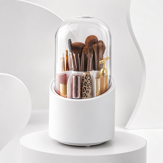 360° Rotating Makeup Brush Organizer & Cosmetic Storage Box