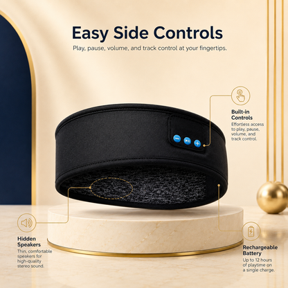 Wireless Bluetooth Music Headband with Built-In Headphones & Hands-Free Calling