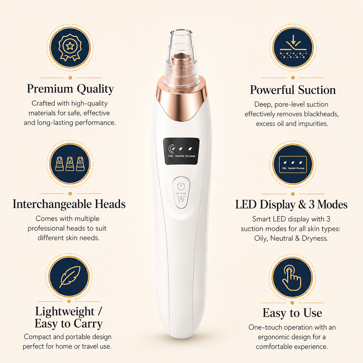Digital Blackhead Remover Vacuum – Electric Pore Cleaner Facial Tool