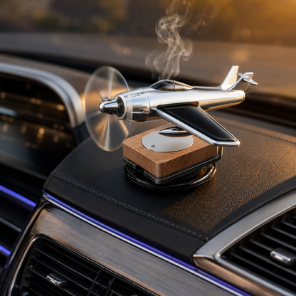 Solar Airplane Car Perfume Diffuser – Silver Aircraft Dashboard Air Freshener