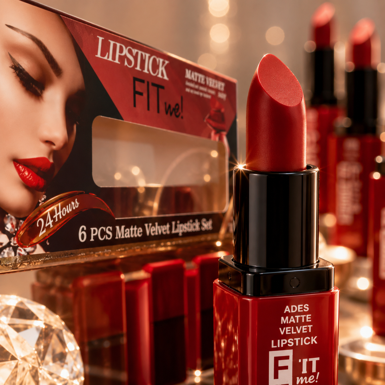 6 PCS Matte Velvet Lipstick Set – Long-Lasting Creamy Lip Color Collection (Red Shades)
