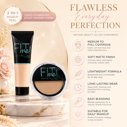 2-in-1 Makeup Deal – Liquid Foundation &amp; Face Powder Combo (Ivory Shade)
