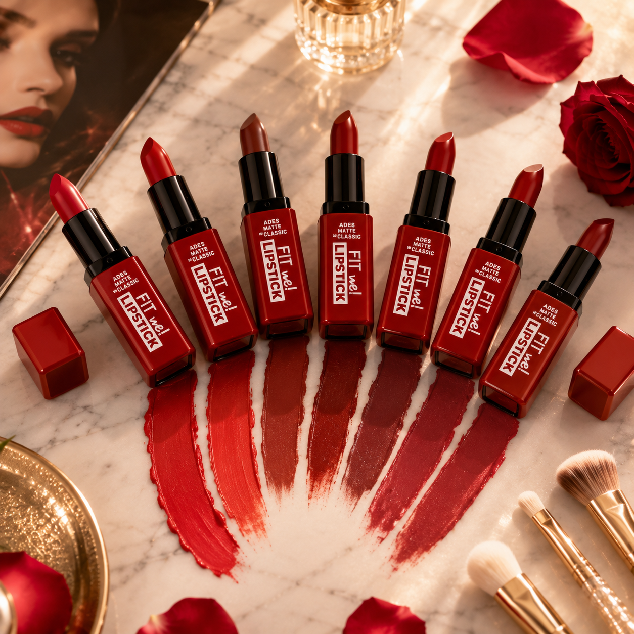 6 PCS Matte Velvet Lipstick Set – Long-Lasting Creamy Lip Color Collection (Red Shades)